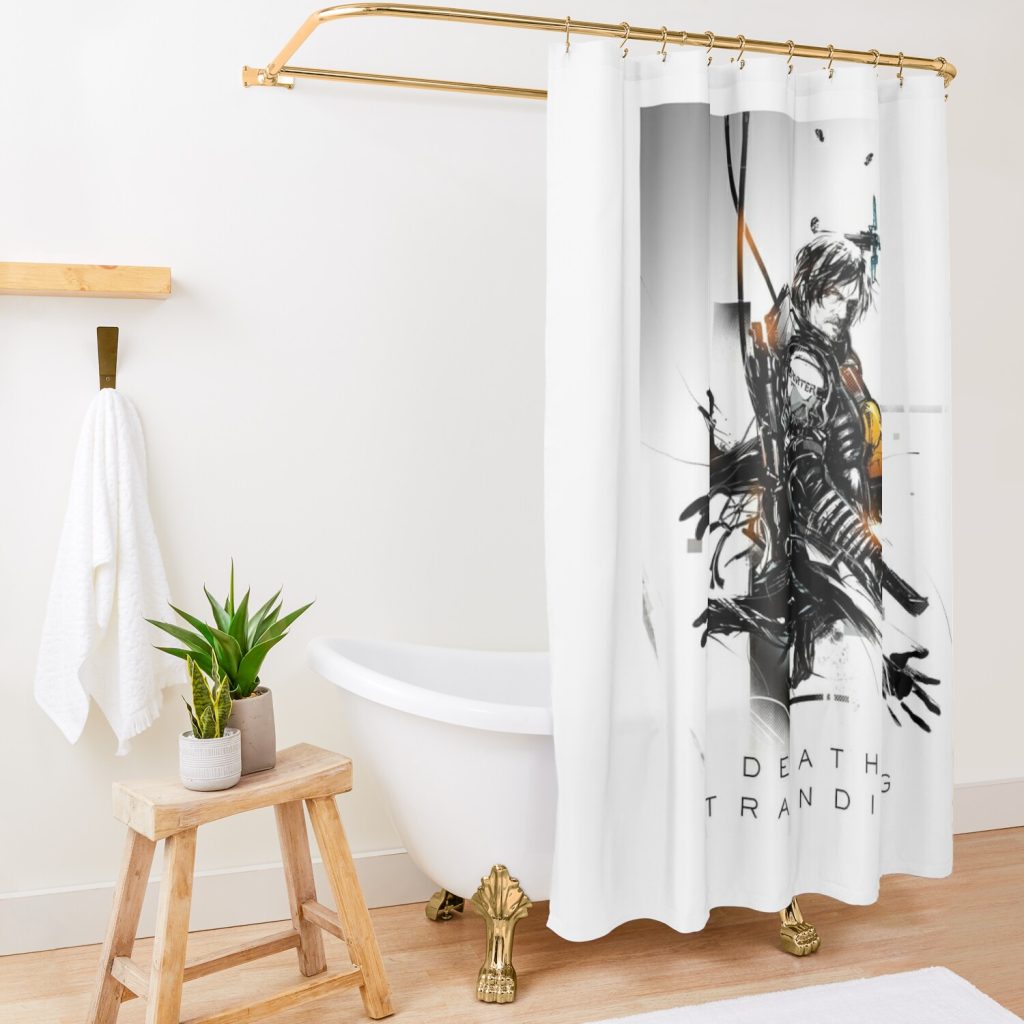 Strong Death Art Stranding Game For Fans Shower Curtain Official Death Stranding Merch