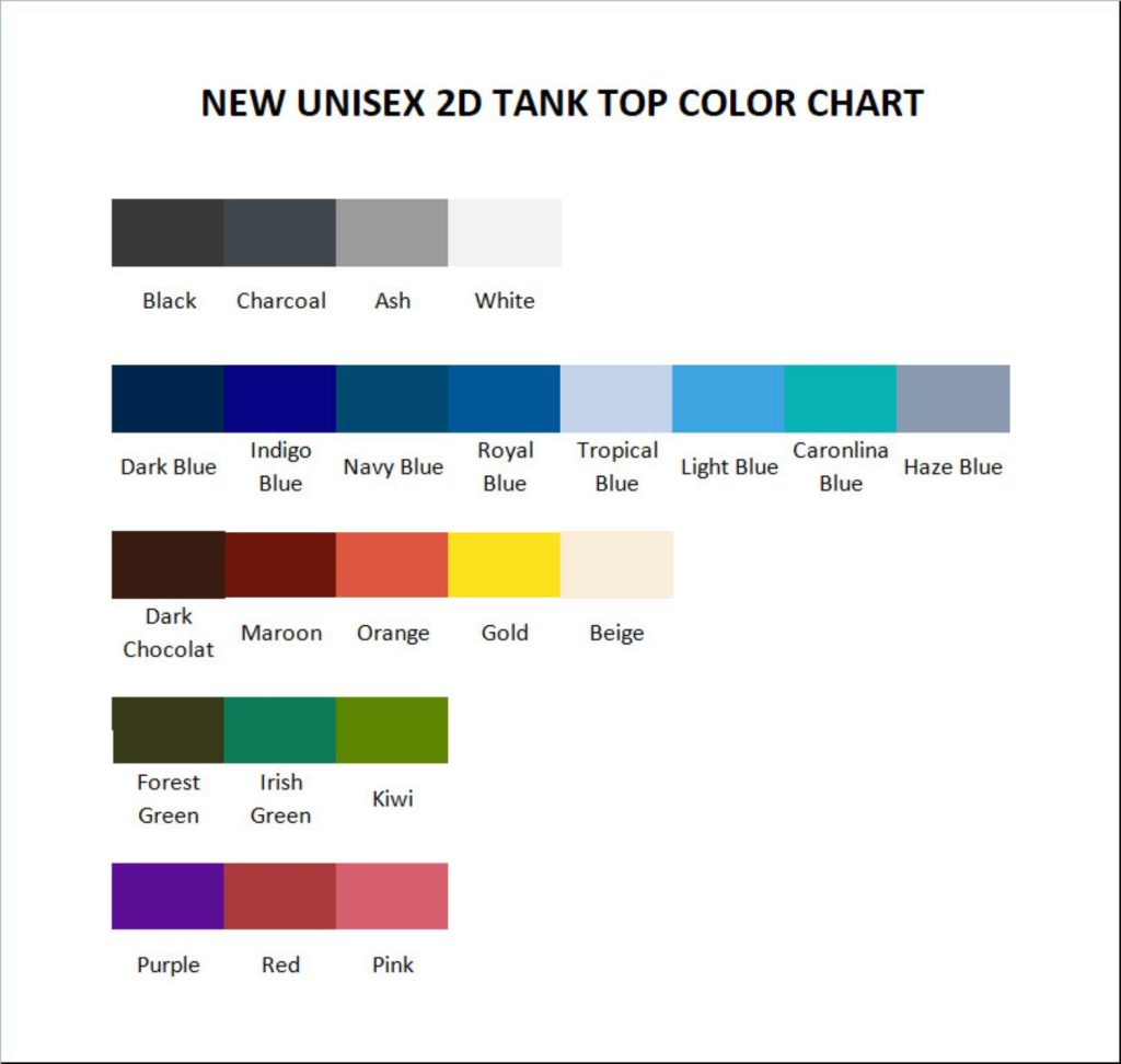 tank top color chart - Death Stranding Store